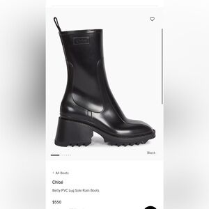 Chloe BETTY PVC lug sole rain boot SIZE 38
